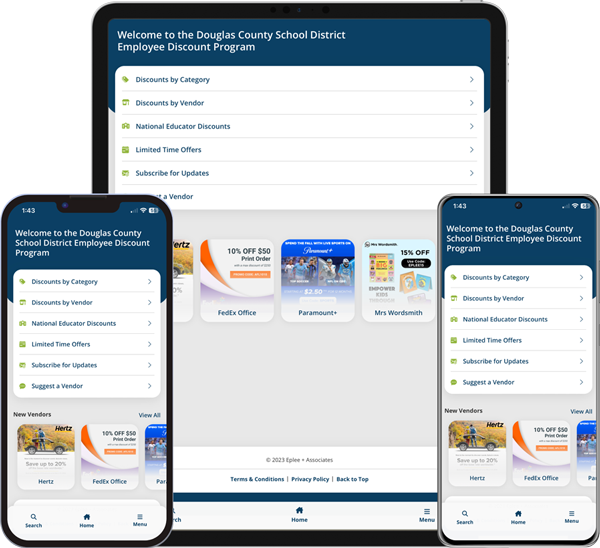 Douglas County School District Employee Discount Program Mobile App Screenshots